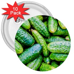 Pile Of Green Cucumbers 3  Buttons (10 Pack)  by FunnyCow