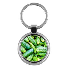 Pile Of Green Cucumbers Key Chains (round)  by FunnyCow