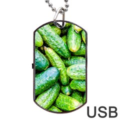 Pile Of Green Cucumbers Dog Tag Usb Flash (one Side) by FunnyCow