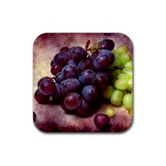 Red And Green Grapes Rubber Coaster (square)  by FunnyCow