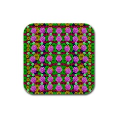 Roses And Other Flowers Love Harmony Rubber Square Coaster (4 Pack)  by pepitasart