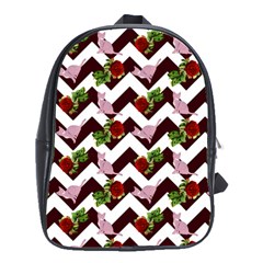 Cat Rose Chevron School Bag (large)