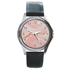 Pink Clouds Round Metal Watch by WILLBIRDWELL