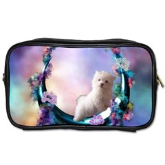 Cute Little Maltese Puppy On The Moon Toiletries Bag (one Side) by FantasyWorld7