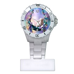 Cute Little Maltese Puppy On The Moon Plastic Nurses Watch by FantasyWorld7