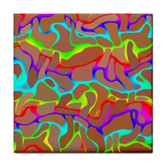 Colorful Wavy Shapes                                            Tile Coaster by LalyLauraFLM