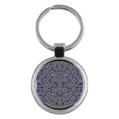 Blue Small Wonderful Floral In Mandalas Key Chains (round)  by pepitasart