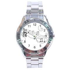 Music Partition Stainless Steel Analogue Watch by alllovelyideas