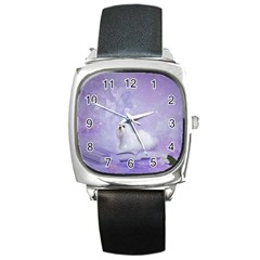 Cute Little Maltese, Soft Colors Square Metal Watch by FantasyWorld7