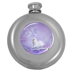 Cute Little Maltese, Soft Colors Round Hip Flask (5 Oz) by FantasyWorld7
