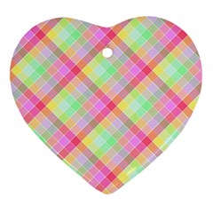 Pastel Rainbow Tablecloth Diagonal Check Ornament (heart) by PodArtist