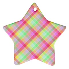 Pastel Rainbow Tablecloth Diagonal Check Ornament (star) by PodArtist