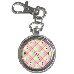 Pastel Rainbow Tablecloth Diagonal Check Key Chain Watches by PodArtist