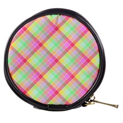 Pastel Rainbow Tablecloth Diagonal Check Mini Makeup Bag by PodArtist