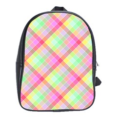 Pastel Rainbow Tablecloth Diagonal Check School Bag (xl) by PodArtist