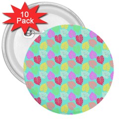 Pastel Rainbow Monstera 3  Buttons (10 Pack)  by PodArtist
