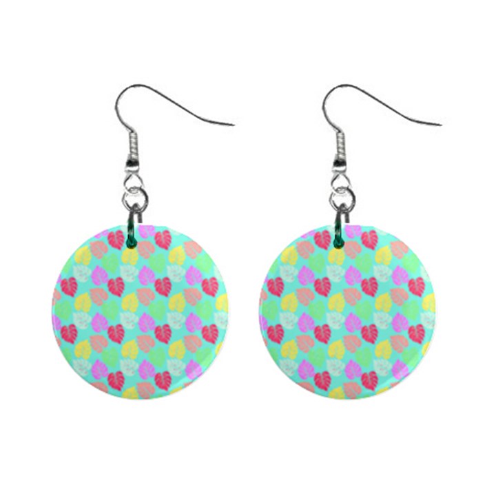 Pastel Rainbow Monstera Mini Button Earrings