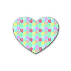 Pastel Rainbow Monstera Rubber Coaster (heart)  by PodArtist