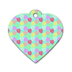 Pastel Rainbow Monstera Dog Tag Heart (two Sides) by PodArtist