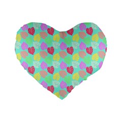 Pastel Rainbow Monstera Standard 16  Premium Heart Shape Cushions by PodArtist