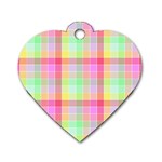 Pastel Rainbow Sorbet Ice Cream Check Plaid Dog Tag Heart (One Side) Front