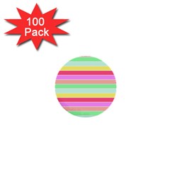 Pastel Rainbow Sorbet Horizontal Deck Chair Stripes 1  Mini Buttons (100 Pack)  by PodArtist