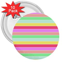 Pastel Rainbow Sorbet Horizontal Deck Chair Stripes 3  Buttons (10 Pack)  by PodArtist