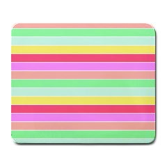 Pastel Rainbow Sorbet Horizontal Deck Chair Stripes Large Mousepads by PodArtist