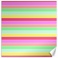 Pastel Rainbow Sorbet Horizontal Deck Chair Stripes Canvas 16  X 16  by PodArtist