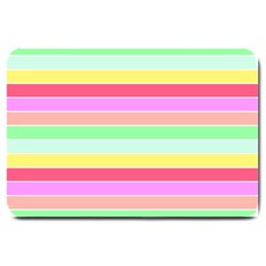 Pastel Rainbow Sorbet Horizontal Deck Chair Stripes Large Doormat  by PodArtist
