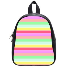 Pastel Rainbow Sorbet Horizontal Deck Chair Stripes School Bag (small) by PodArtist