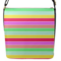 Pastel Rainbow Sorbet Horizontal Deck Chair Stripes Flap Closure Messenger Bag (s) by PodArtist