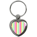 Pastel Rainbow Sorbet Deck Chair Stripes Key Chains (Heart)  Front