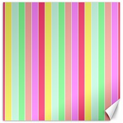 Pastel Rainbow Sorbet Deck Chair Stripes Canvas 12  X 12  by PodArtist