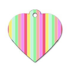 Pastel Rainbow Sorbet Deck Chair Stripes Dog Tag Heart (one Side) by PodArtist