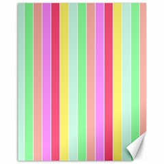 Pastel Rainbow Sorbet Deck Chair Stripes Canvas 11  X 14  by PodArtist