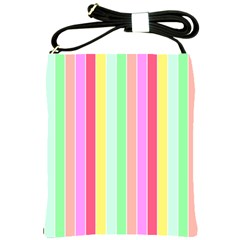 Pastel Rainbow Sorbet Deck Chair Stripes Shoulder Sling Bag by PodArtist