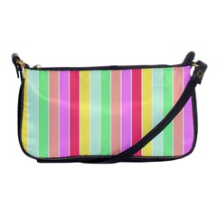 Pastel Rainbow Sorbet Deck Chair Stripes Shoulder Clutch Bag by PodArtist