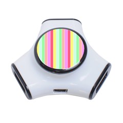 Pastel Rainbow Sorbet Deck Chair Stripes 3-port Usb Hub by PodArtist