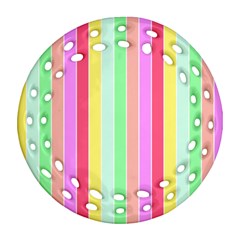 Pastel Rainbow Sorbet Deck Chair Stripes Round Filigree Ornament (two Sides) by PodArtist