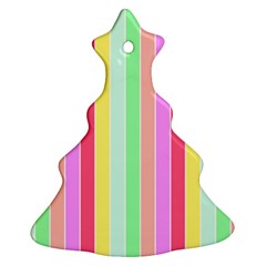 Pastel Rainbow Sorbet Deck Chair Stripes Christmas Tree Ornament (two Sides) by PodArtist