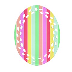 Pastel Rainbow Sorbet Deck Chair Stripes Ornament (oval Filigree) by PodArtist