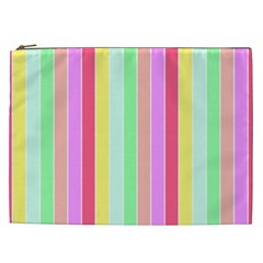 Pastel Rainbow Sorbet Deck Chair Stripes Cosmetic Bag (xxl) by PodArtist