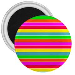 Neon Hawaiian Rainbow Horizontal Deck Chair Stripes 3  Magnets by PodArtist