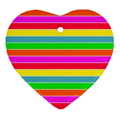 Neon Hawaiian Rainbow Horizontal Deck Chair Stripes Ornament (heart) by PodArtist