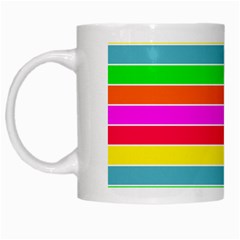 Neon Hawaiian Rainbow Horizontal Deck Chair Stripes White Mugs by PodArtist