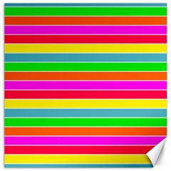 Neon Hawaiian Rainbow Horizontal Deck Chair Stripes Canvas 16  X 16  by PodArtist