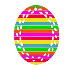 Neon Hawaiian Rainbow Horizontal Deck Chair Stripes Oval Filigree Ornament (two Sides) by PodArtist