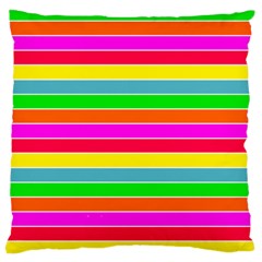 Neon Hawaiian Rainbow Horizontal Deck Chair Stripes Large Cushion Case (two Sides) by PodArtist