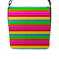 Neon Hawaiian Rainbow Horizontal Deck Chair Stripes Flap Closure Messenger Bag (l) by PodArtist